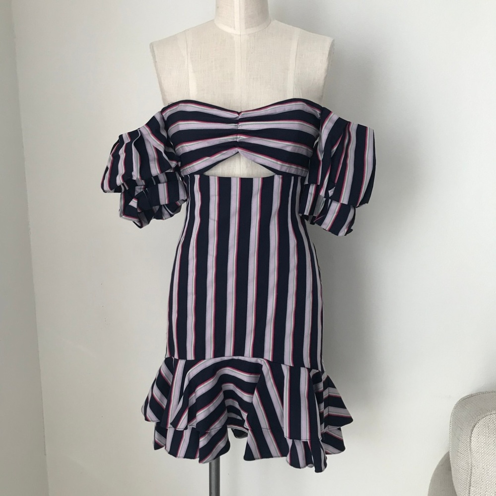 Wayf Stripe Over The Shoulder Open Front Dress - image 2